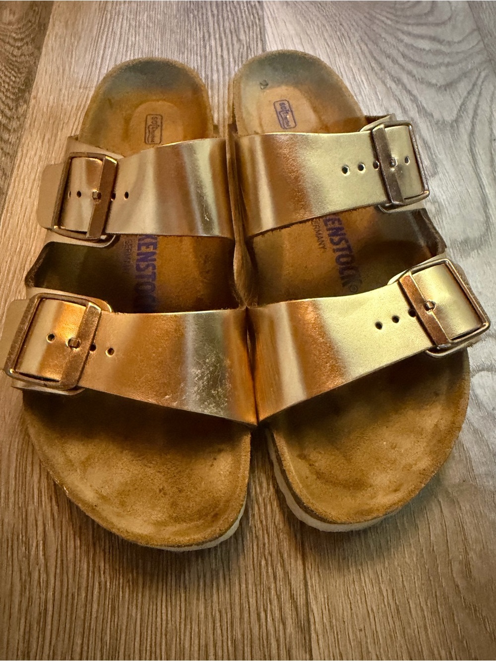 Birkenstock Metallic Gold Two-Strap Sandal